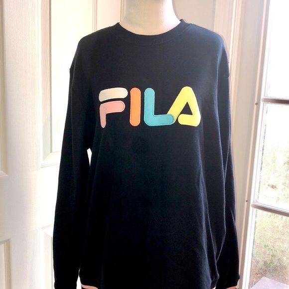 Fila Black Pastel Logo Crewneck Sweatshirt size XL - Picture 2 of 12